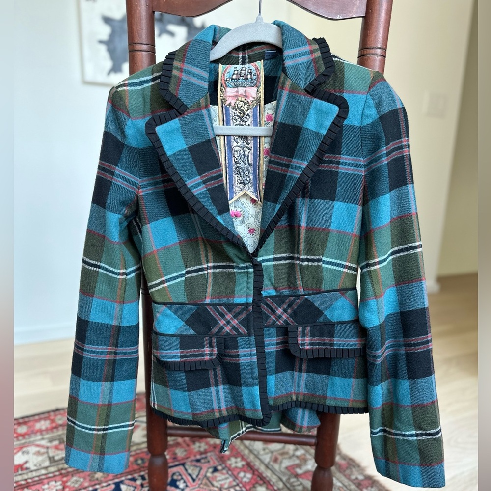 L.A.M.B blue and green blazer